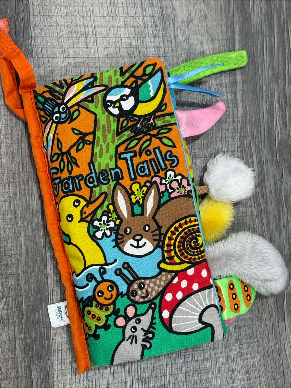 Jellycat Garden Tails Soft Sensory crinkle Book for baby toddler *retired*